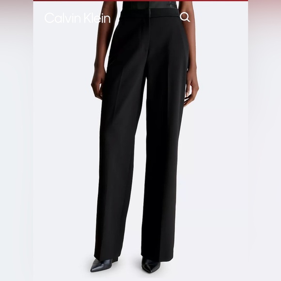 Calvin Klein Tux Satin Pants NWT; size 32; super high rise waist. - Picture 2 of 5